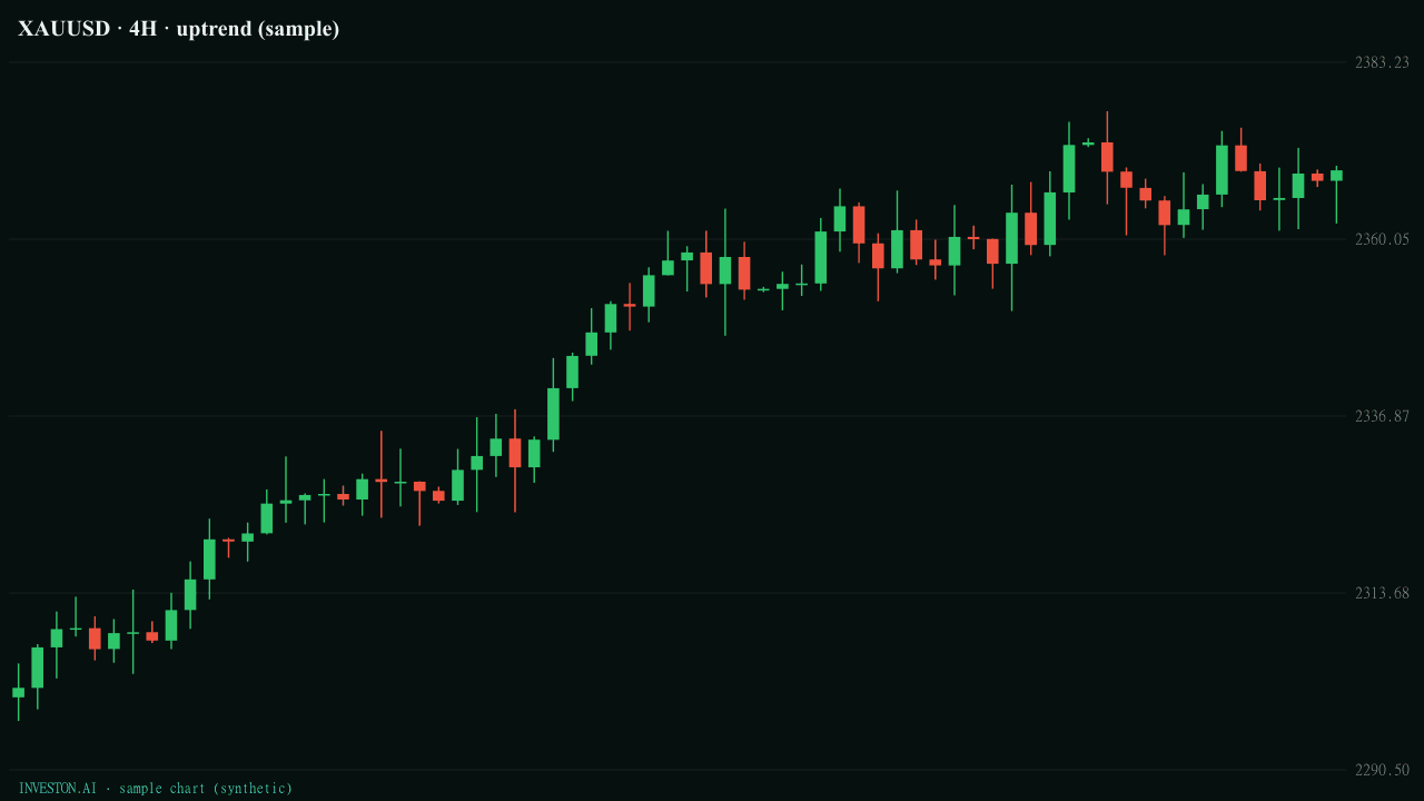 A sample four-hour gold chart, annotated with the eight checks as they pass